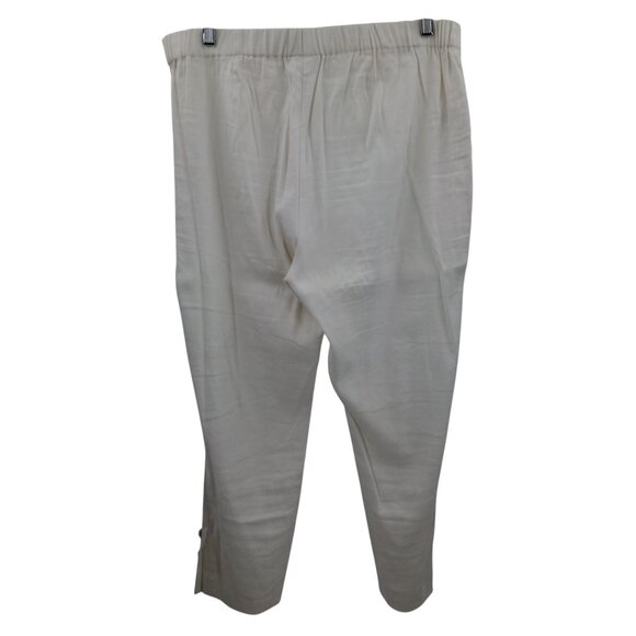 J Jill Linen Stretch White Side Zip Ankle Tapered Pants Size L Button Ankle - Picture 7 of 11